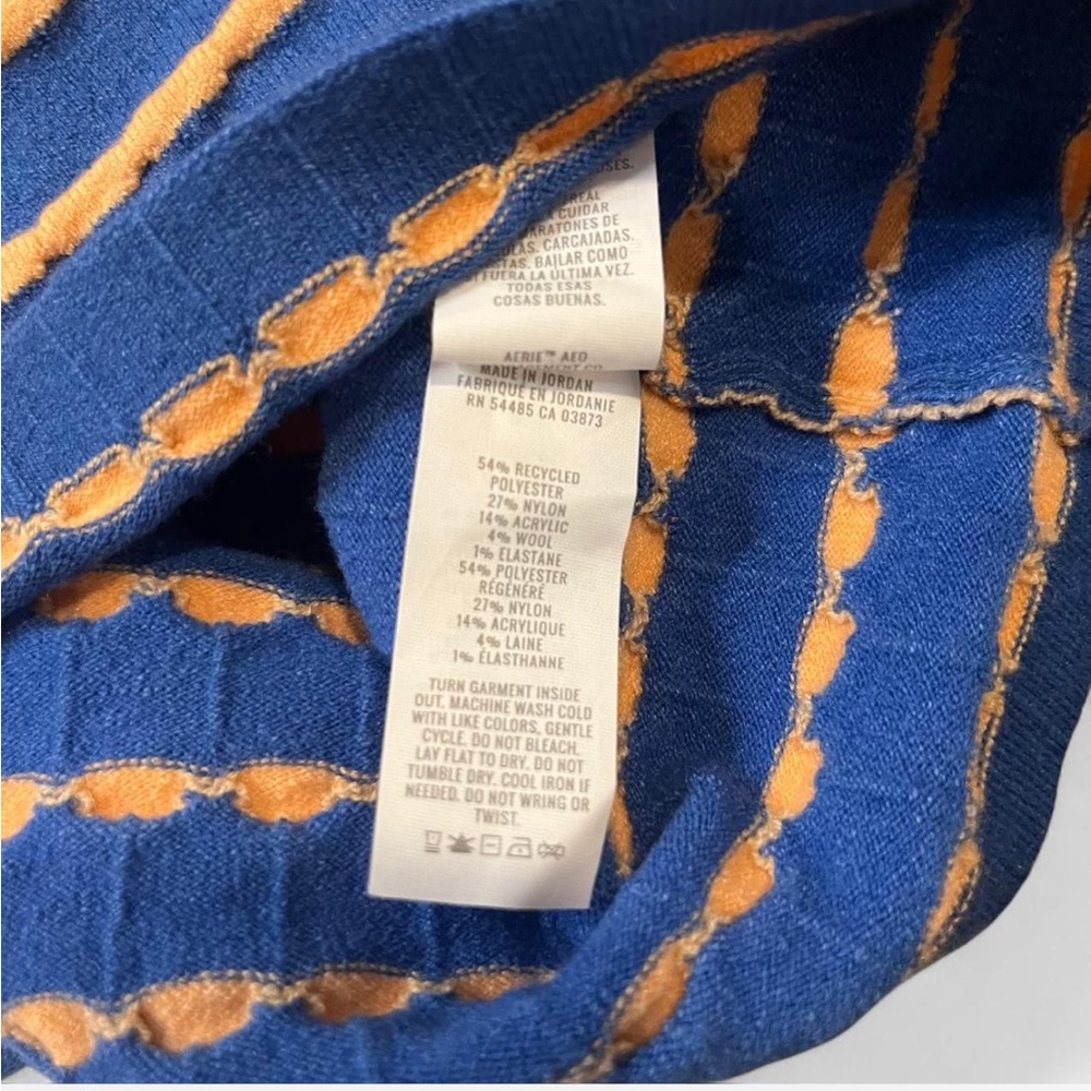 Aerie Blue and Orange Striped Sleeveless Crop Top - Picture 4 of 5
